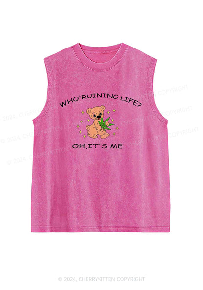 Who' Ruining Life Y2K Washed Tank Cherrykitten