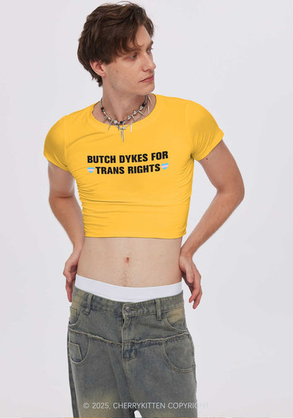 Butch Dykes For Trans Rights Y2K Baby Tee Cherrykitten