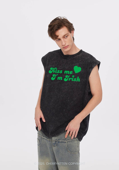 Kiss Me I'm Irish St Patricks Y2K Washed Tank Cherrykitten