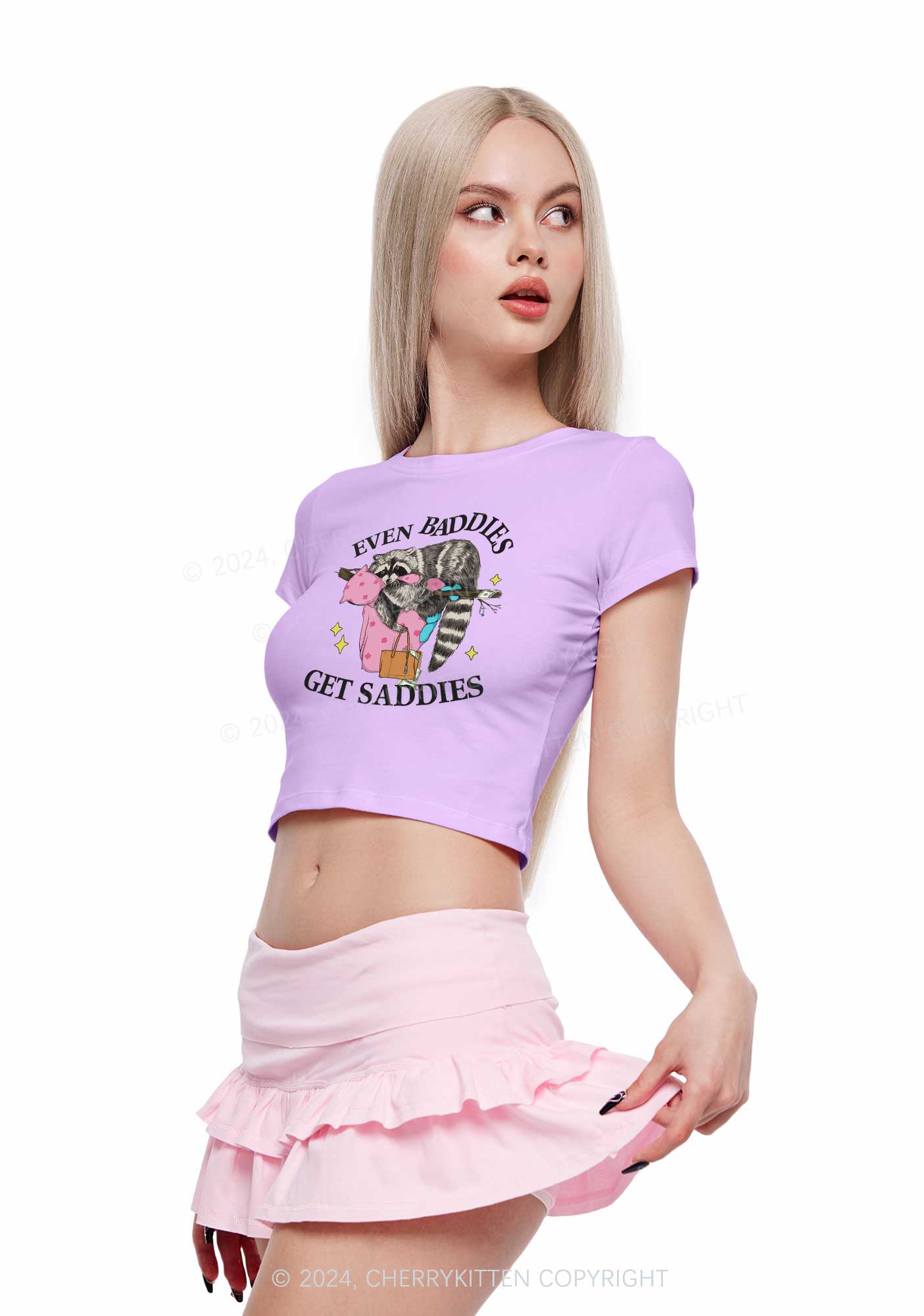 Baddies Get Saddies Y2K Baby Tee Cherrykitten