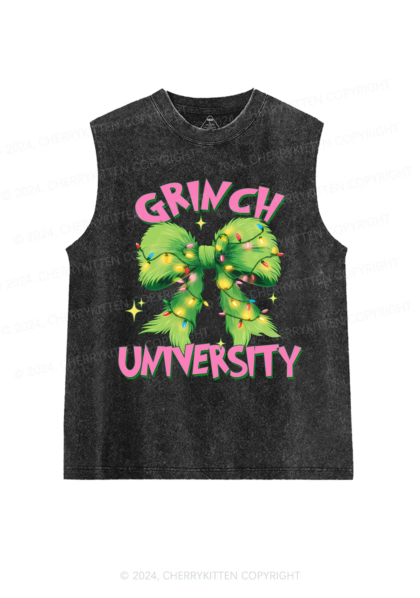 Christmas Green University Y2K Washed Tank Cherrykitten