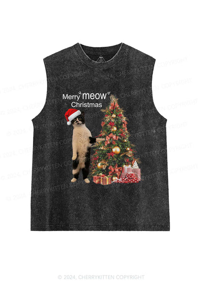 Merry Meow Christmas Y2K Washed Tank Cherrykitten