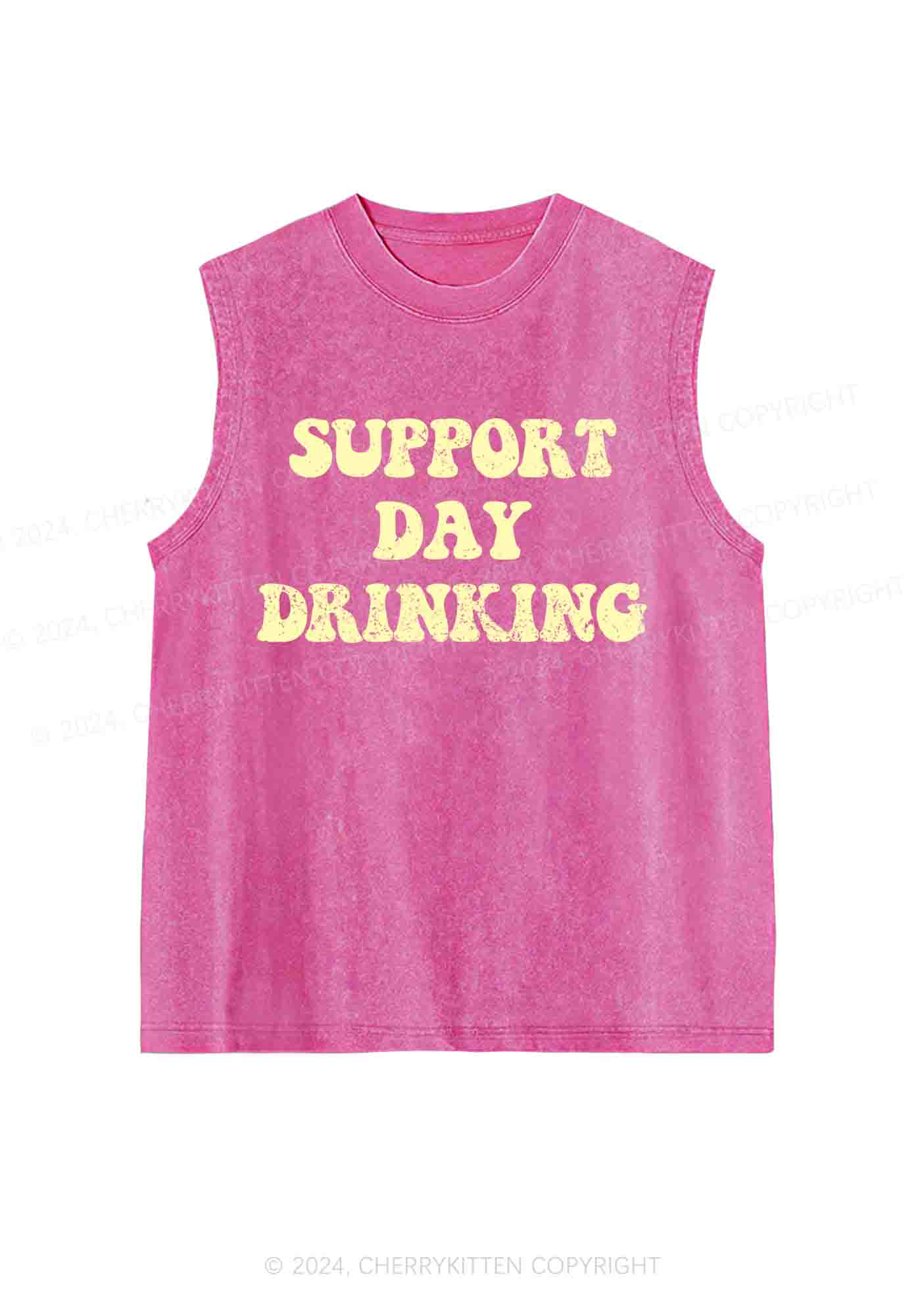 Support Day Drinking Y2K Washed Tank Cherrykitten