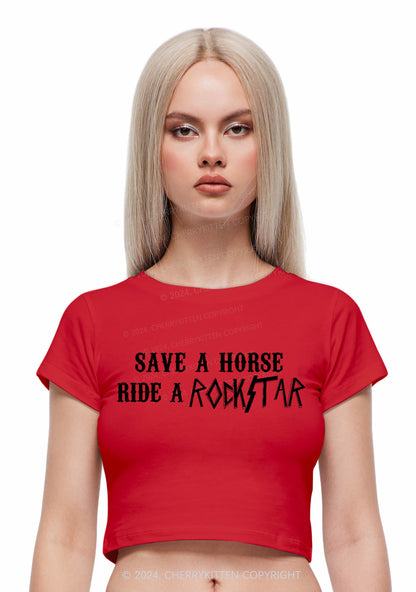 Ride A Rockstar Y2K Baby Tee Cherrykitten