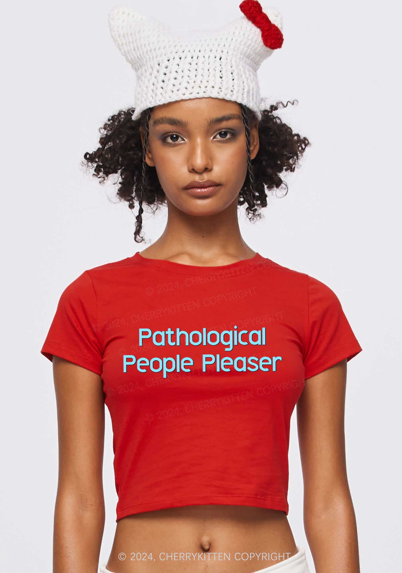 Pathological People Pleaser Y2K Baby Tee Cherrykitten