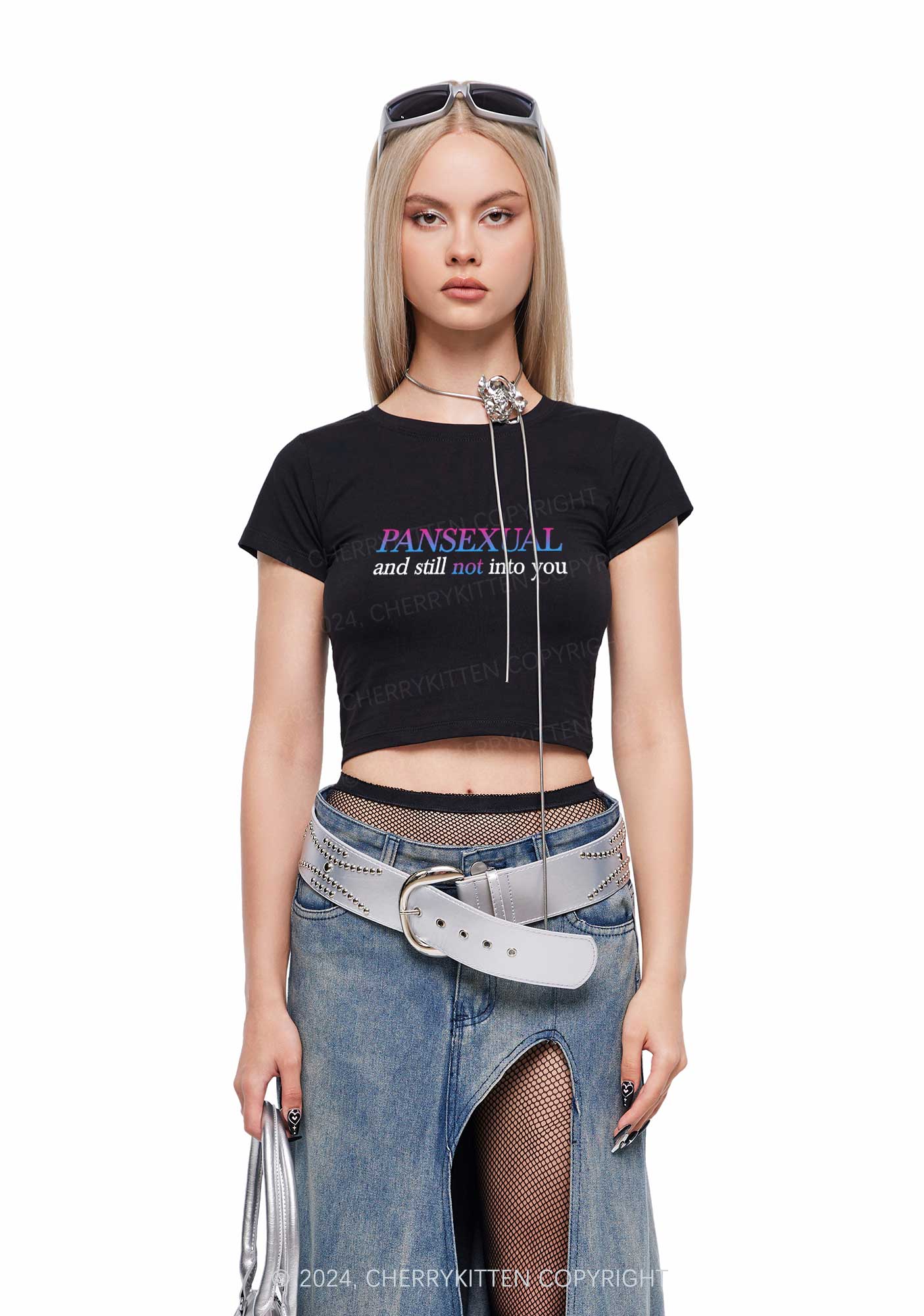 Pansexual Still Not Into You Y2K Baby Tee Cherrykitten