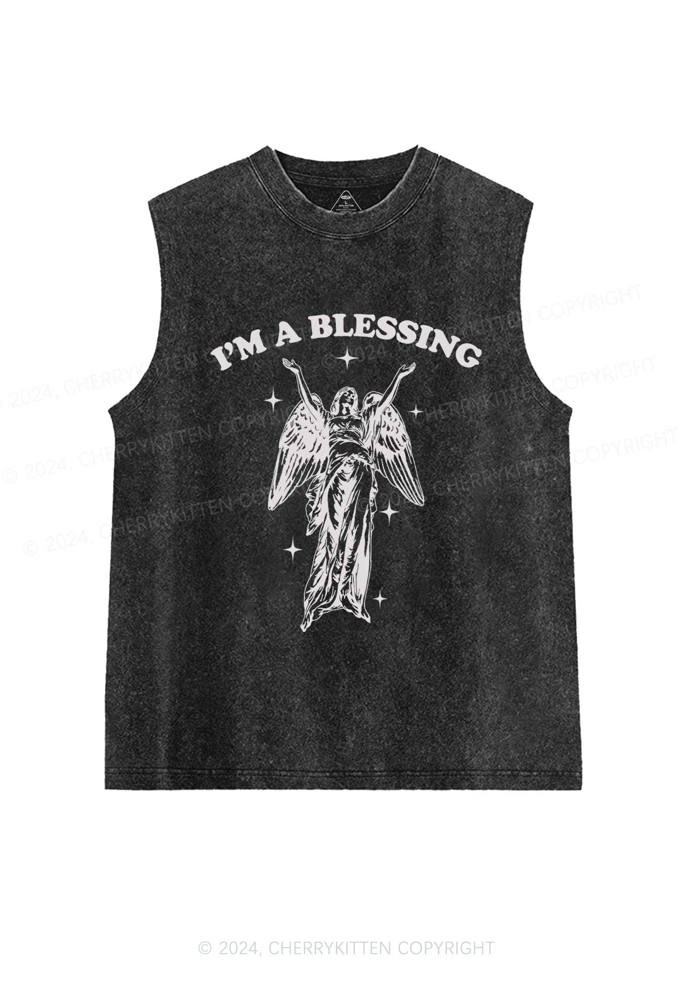 I'm A Blessing Y2K Washed Tank Cherrykitten