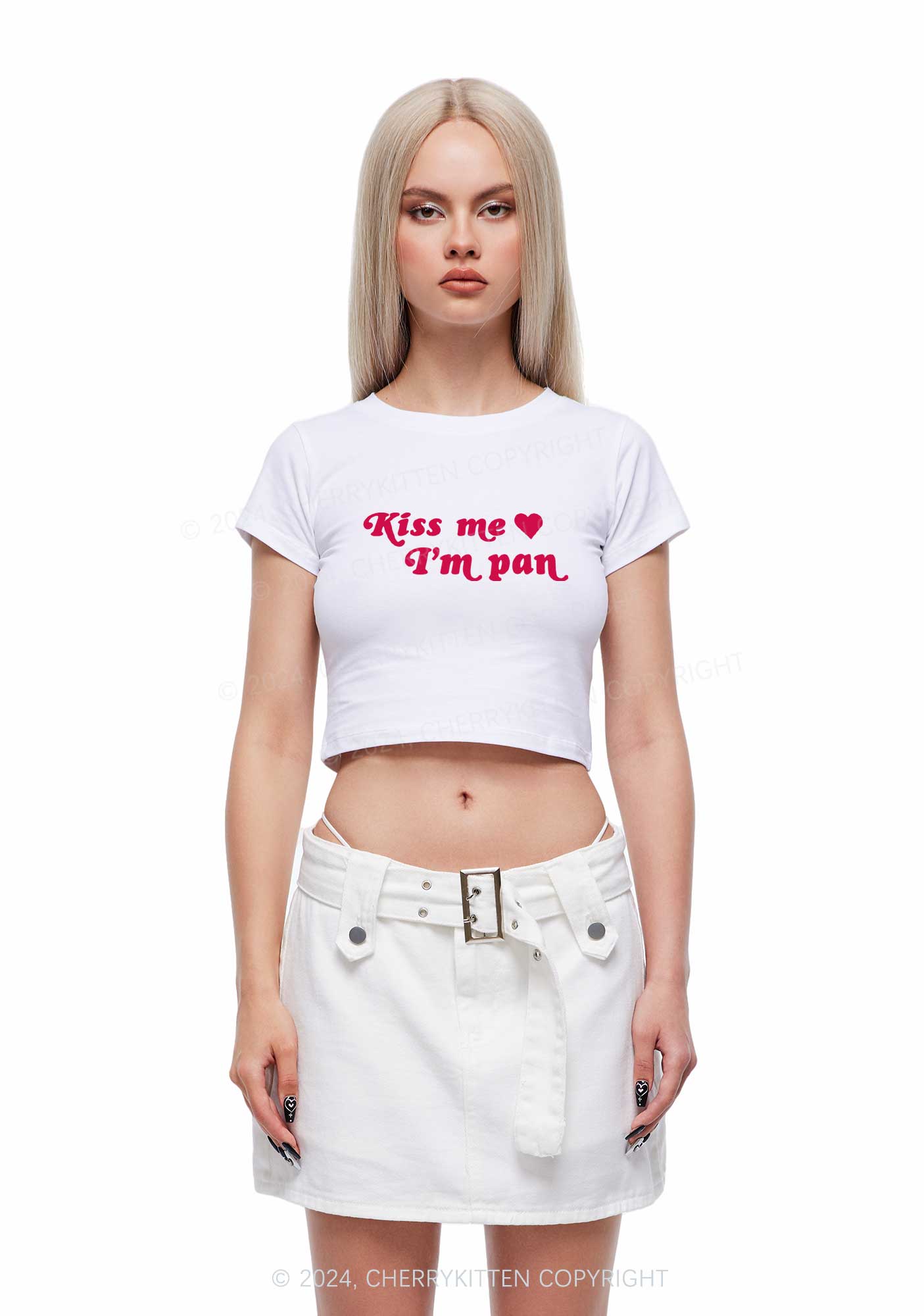 Kiss Me I’m Pan Y2K Baby Tee Cherrykitten