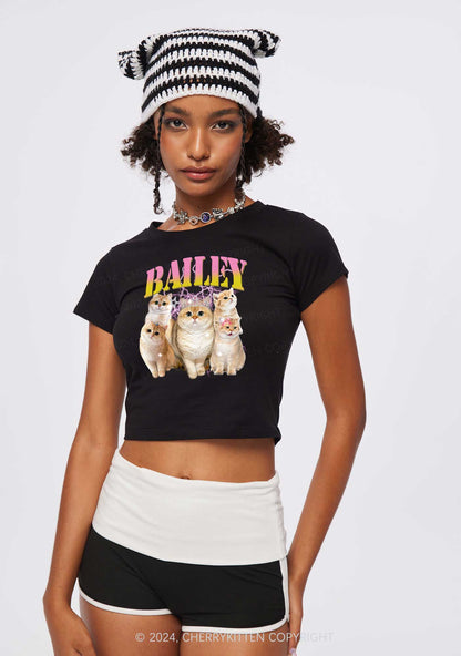 Custom Cat Photo Y2K Baby Tee Cherrykitten