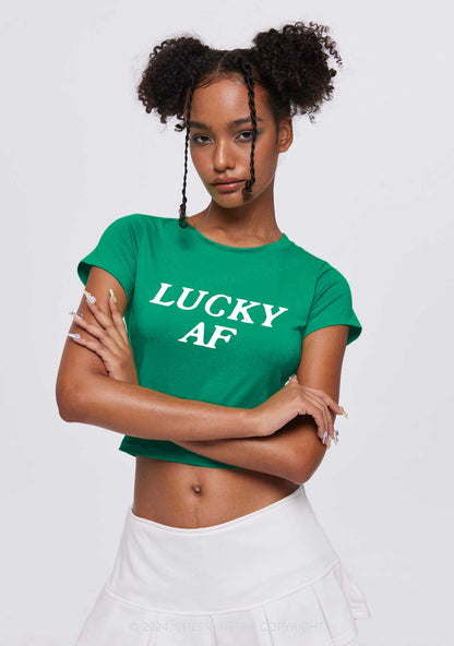 Lucky AF St Patricks Y2K Baby Tee Cherrykitten