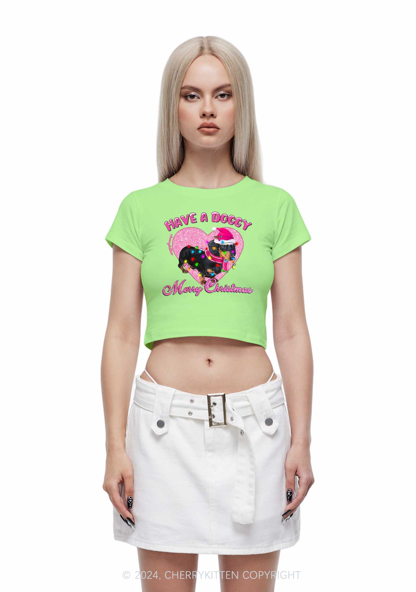 Have A Doggy Christmas Y2K Baby Tee Cherrykitten