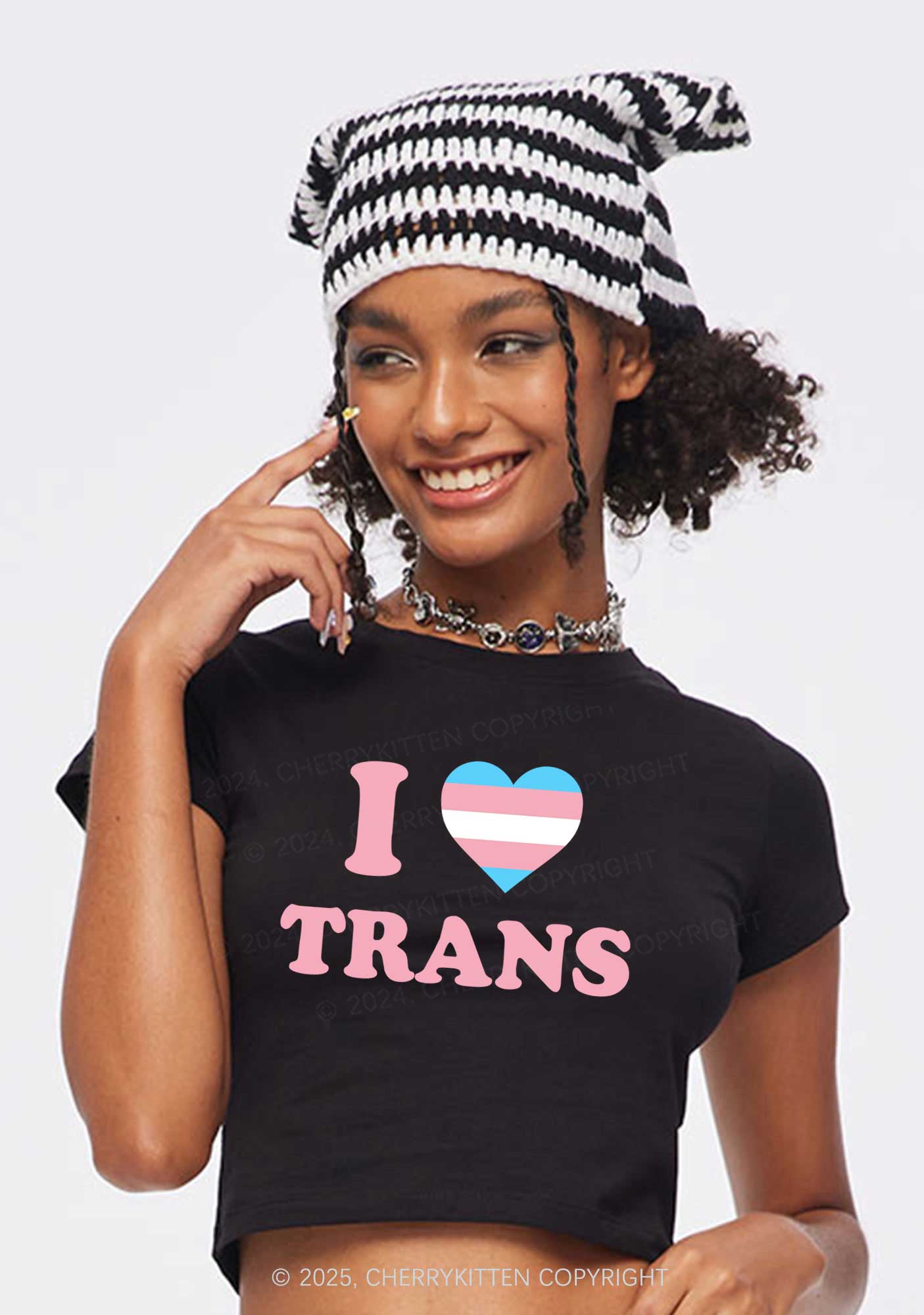 I Love Trans Y2K Baby Tee Cherrykitten