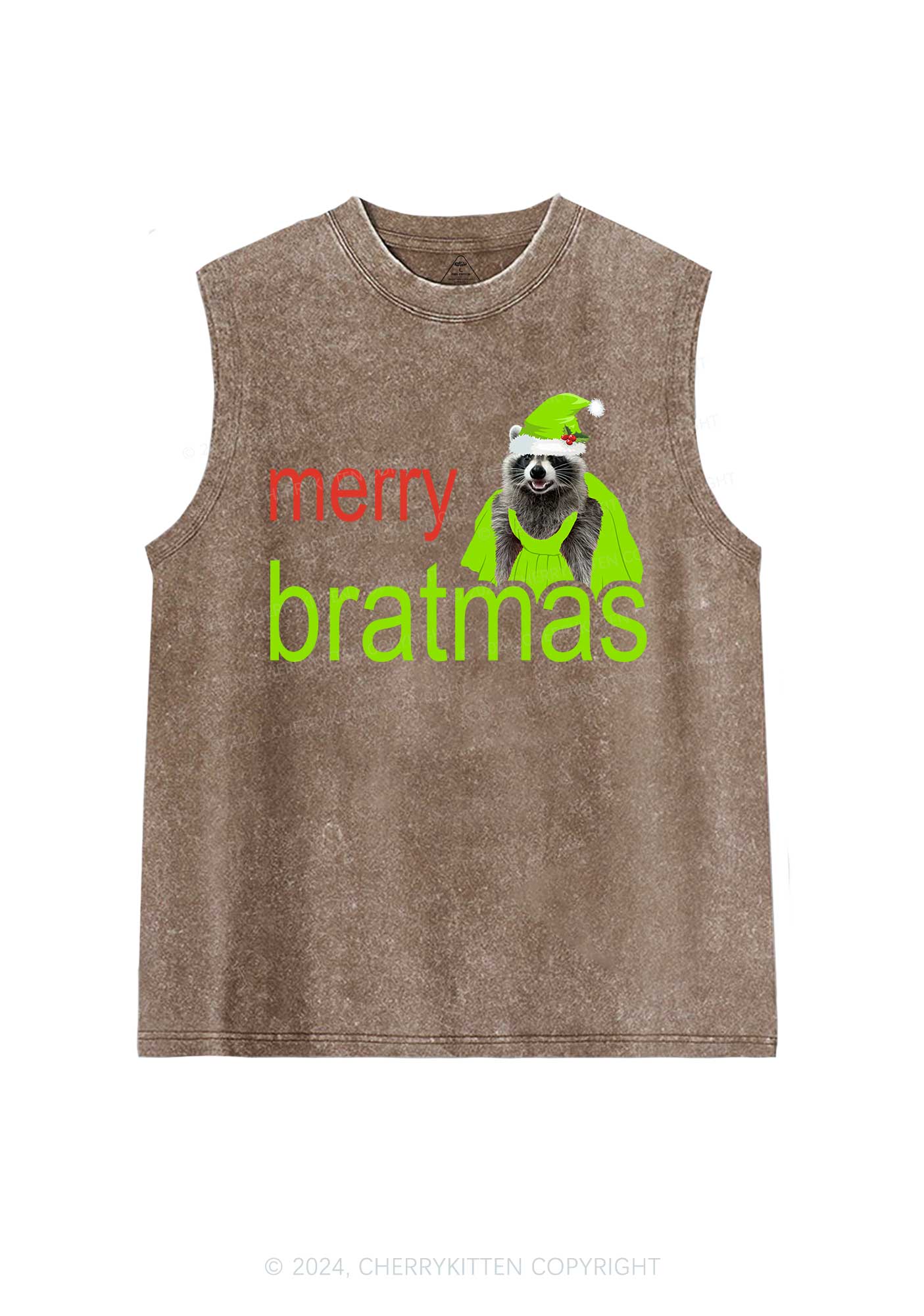 Christmas Merry Bratmas Y2K Washed Tank Cherrykitten