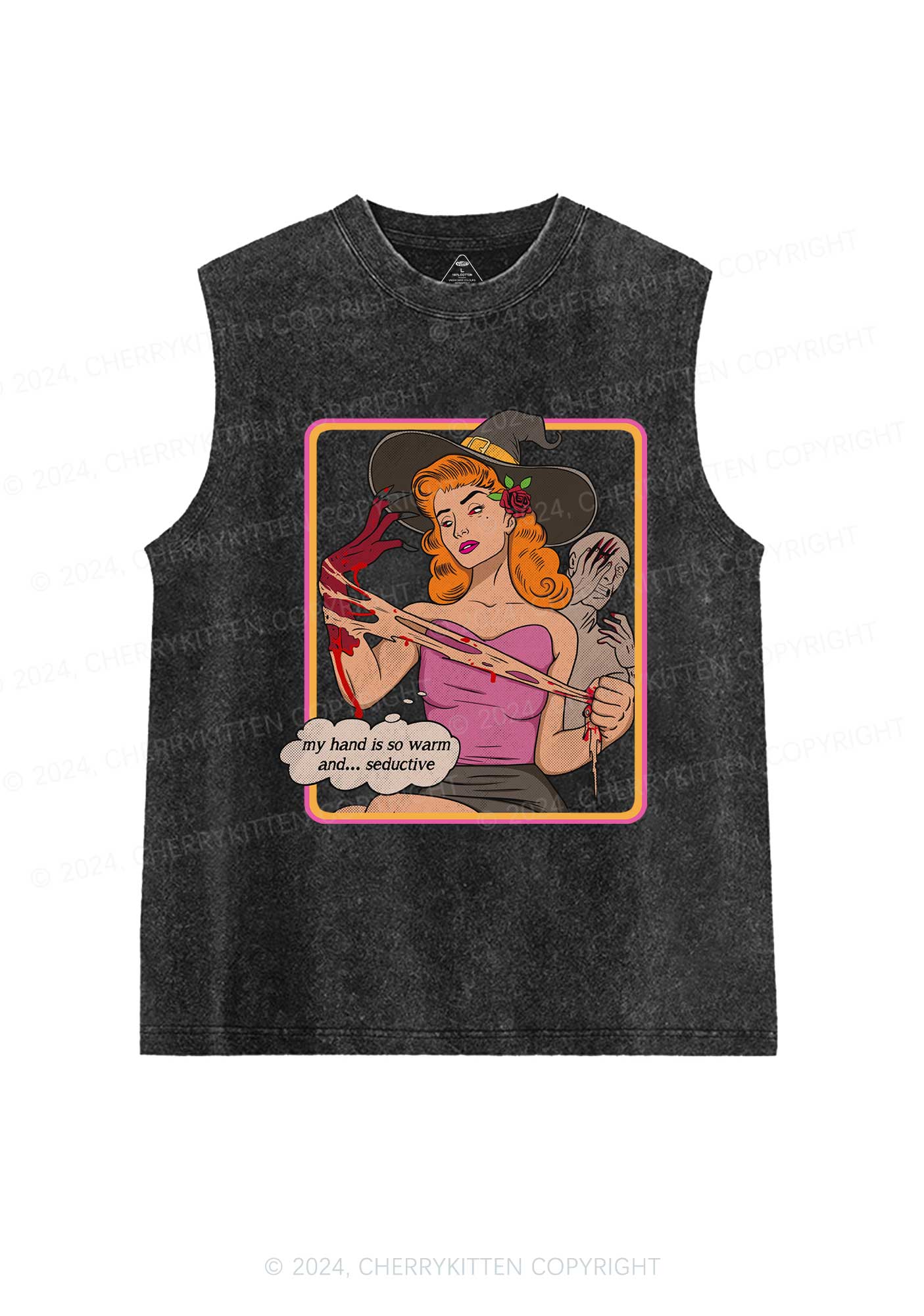 Halloween Seductive Hand Y2K Washed Tank Cherrykitten