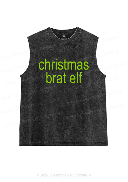 Christmas Brat Elf Y2K Washed Tank Cherrykitten