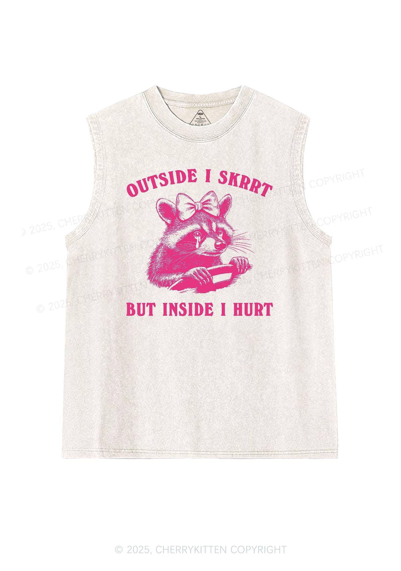 Outside I Skrrt Raccoon Y2K Washed Tank Cherrykitten