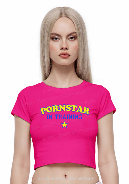 Pxrnstar In Training Y2K Baby Tee Cherrykitten