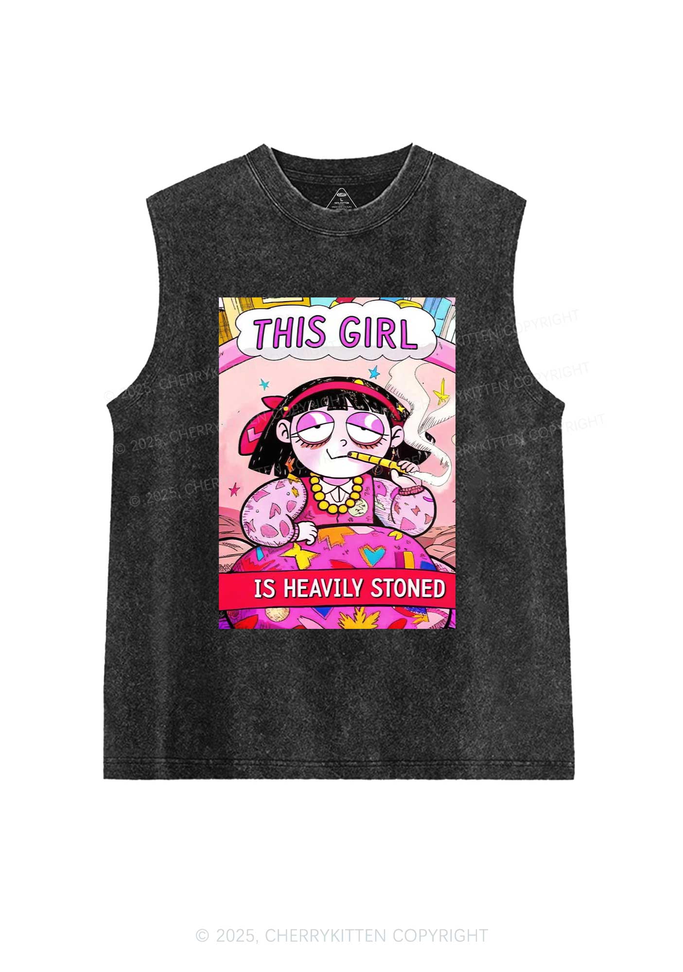 This Girl Is Heavily Stoned Y2K Washed Tank Cherrykitten