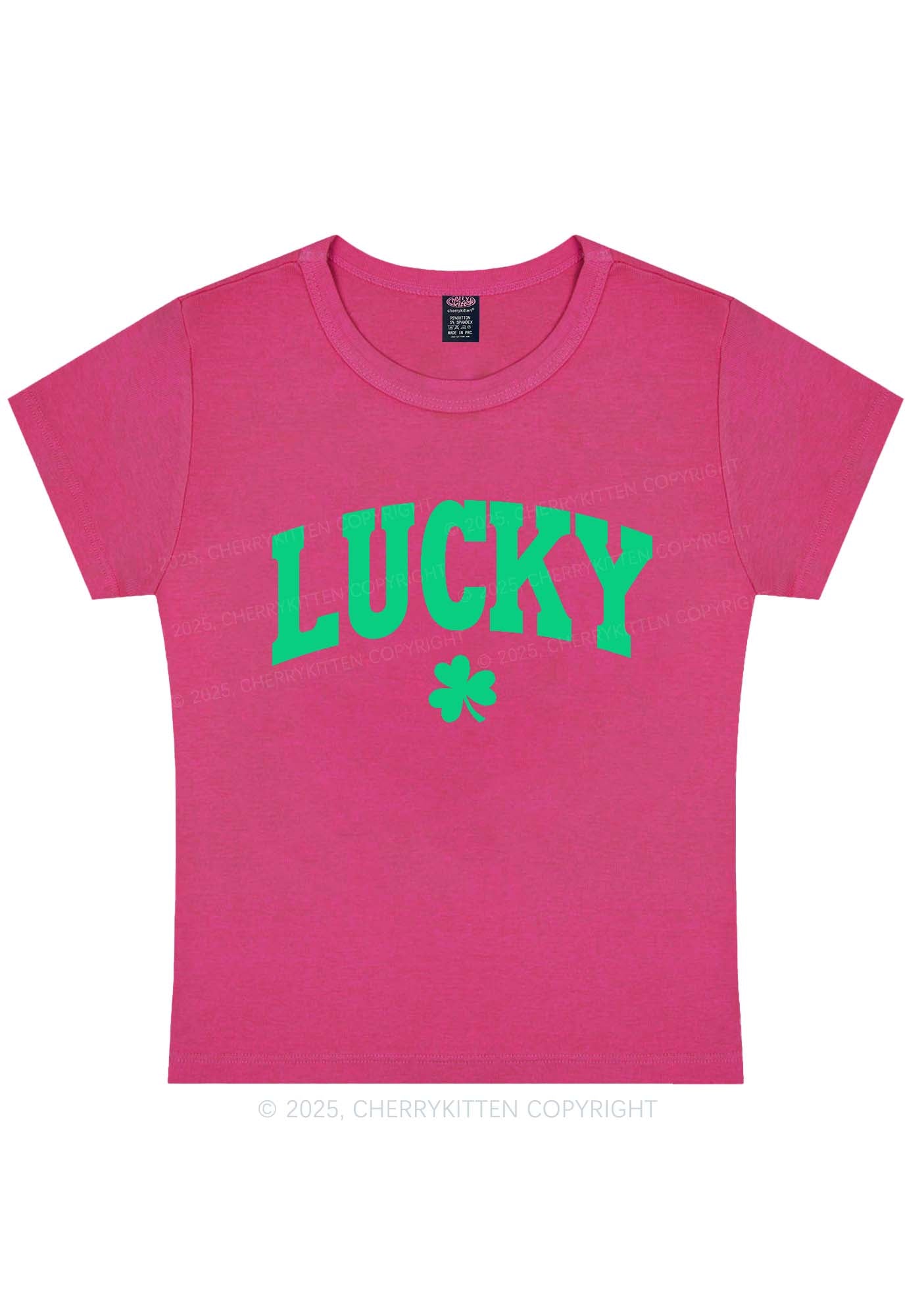 Lucky Shamrock St Patricks Y2K Baby Tee Cherrykitten