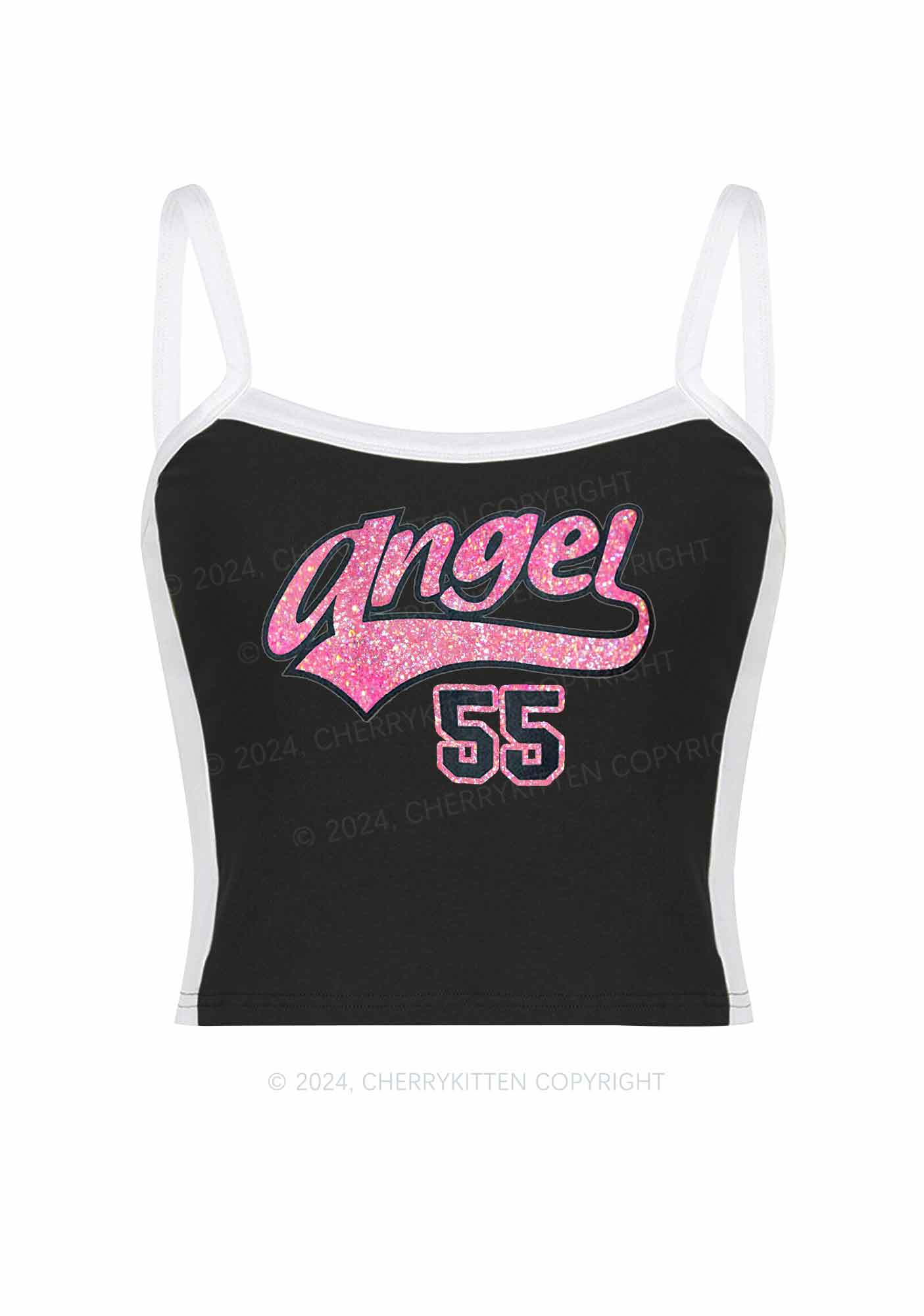 Angel Number Y2K Color Block Crop Cami Top Cherrykitten