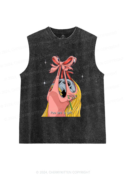 Halloween Skull Gift Y2K Washed Tank Cherrykitten