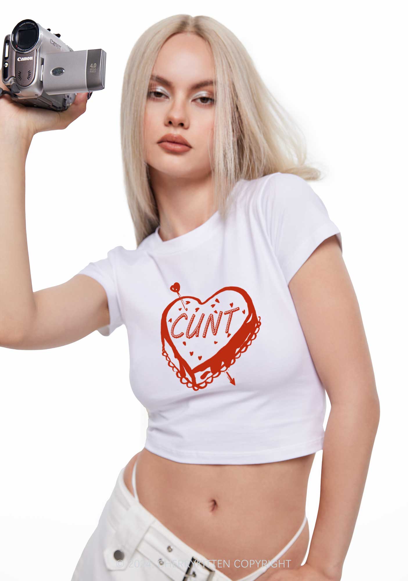 Cxxt Cake Y2K Valentine's Day Baby Tee Cherrykitten