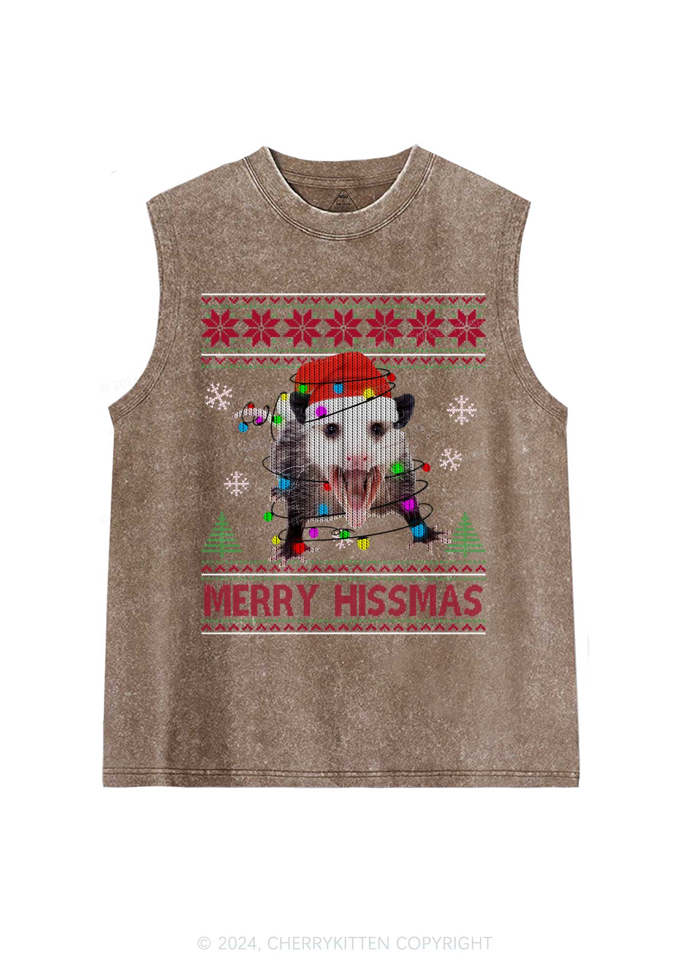 Christmas Merry Hissmas Y2K Washed Tank Cherrykitten