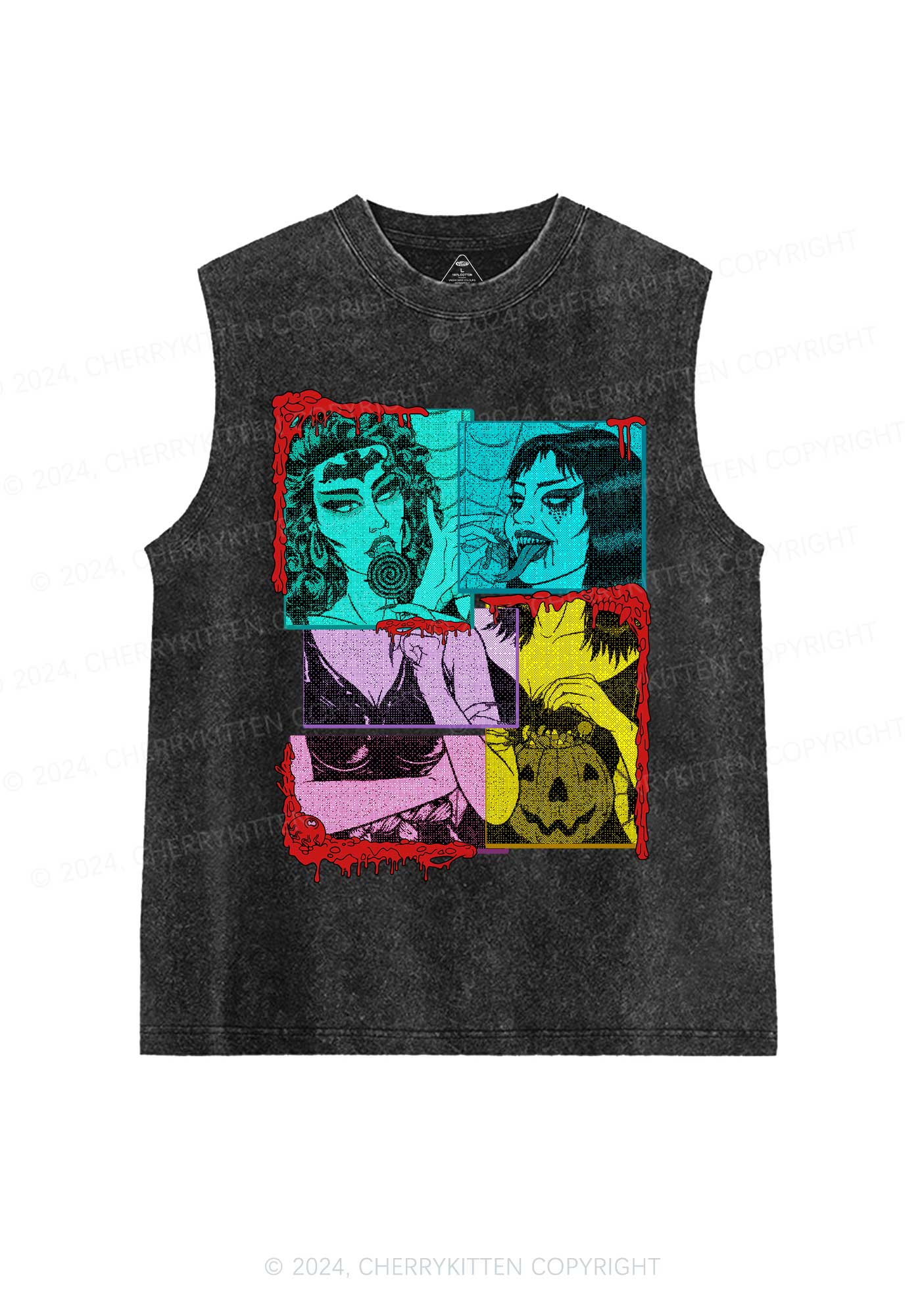 Halloween Devil Lick Y2K Washed Tank Cherrykitten