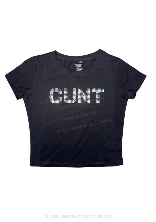 Curvy Rhinestone Cxxt Y2K Baby Tee Cherrykitten