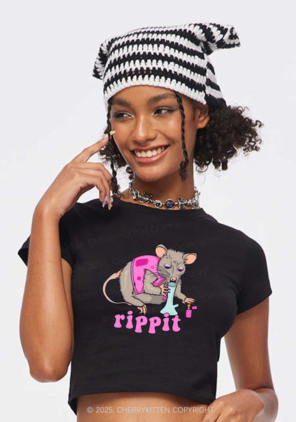 Rippit Rat Y2K Baby Tee Cherrykitten