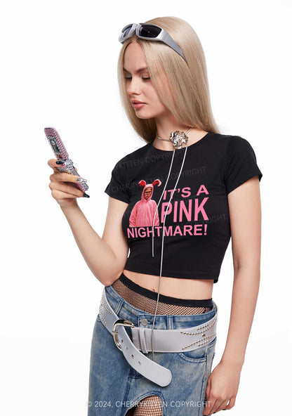 Christmas Pink Nightmare Y2K Baby Tee Cherrykitten