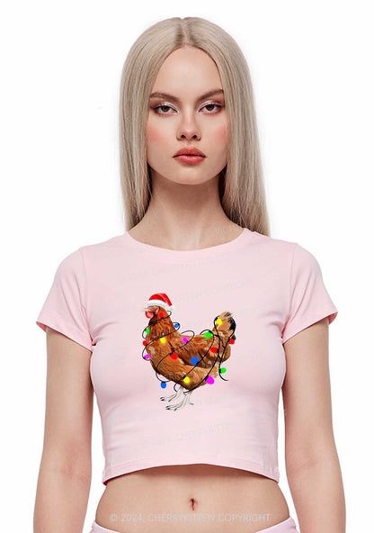 Christmas Hen Y2K Baby Tee Cherrykitten