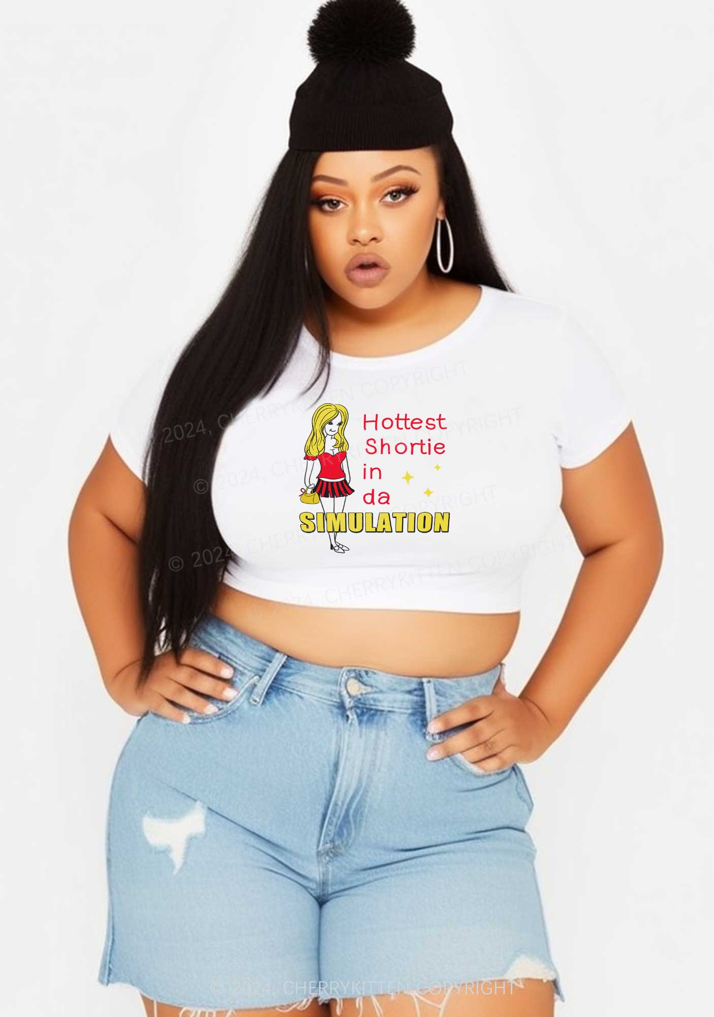 Curvy Hottest Shortie In Simulation Y2K Baby Tee Cherrykitten