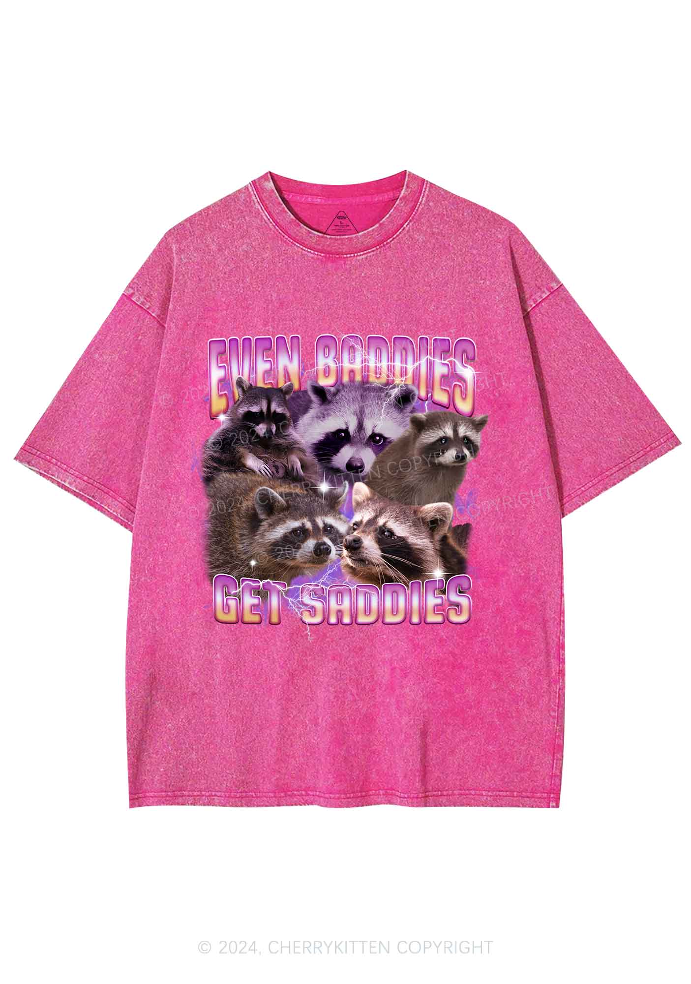 Funny Raccoon Y2K Washed Tee Cherrykitten