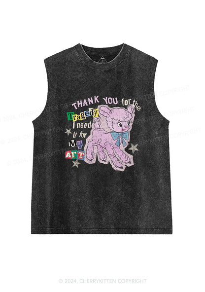 Tragedy Art Y2K Washed Tank Cherrykitten