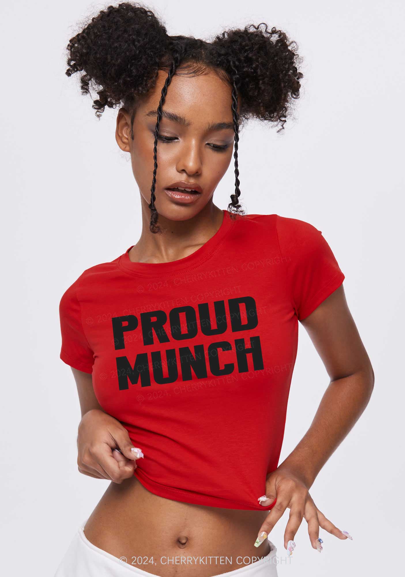 Proud Munch Y2K Baby Tee Cherrykitten