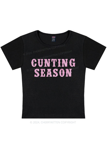 Glitter Cunting Season Y2K Baby Tee Cherrykitten