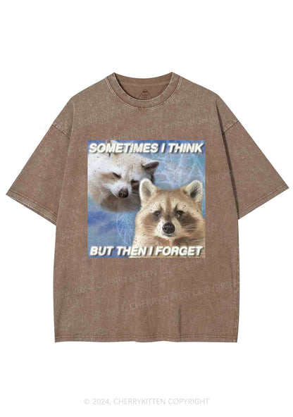 Raccoon Sometimes Think Y2K Washed Tee Cherrykitten