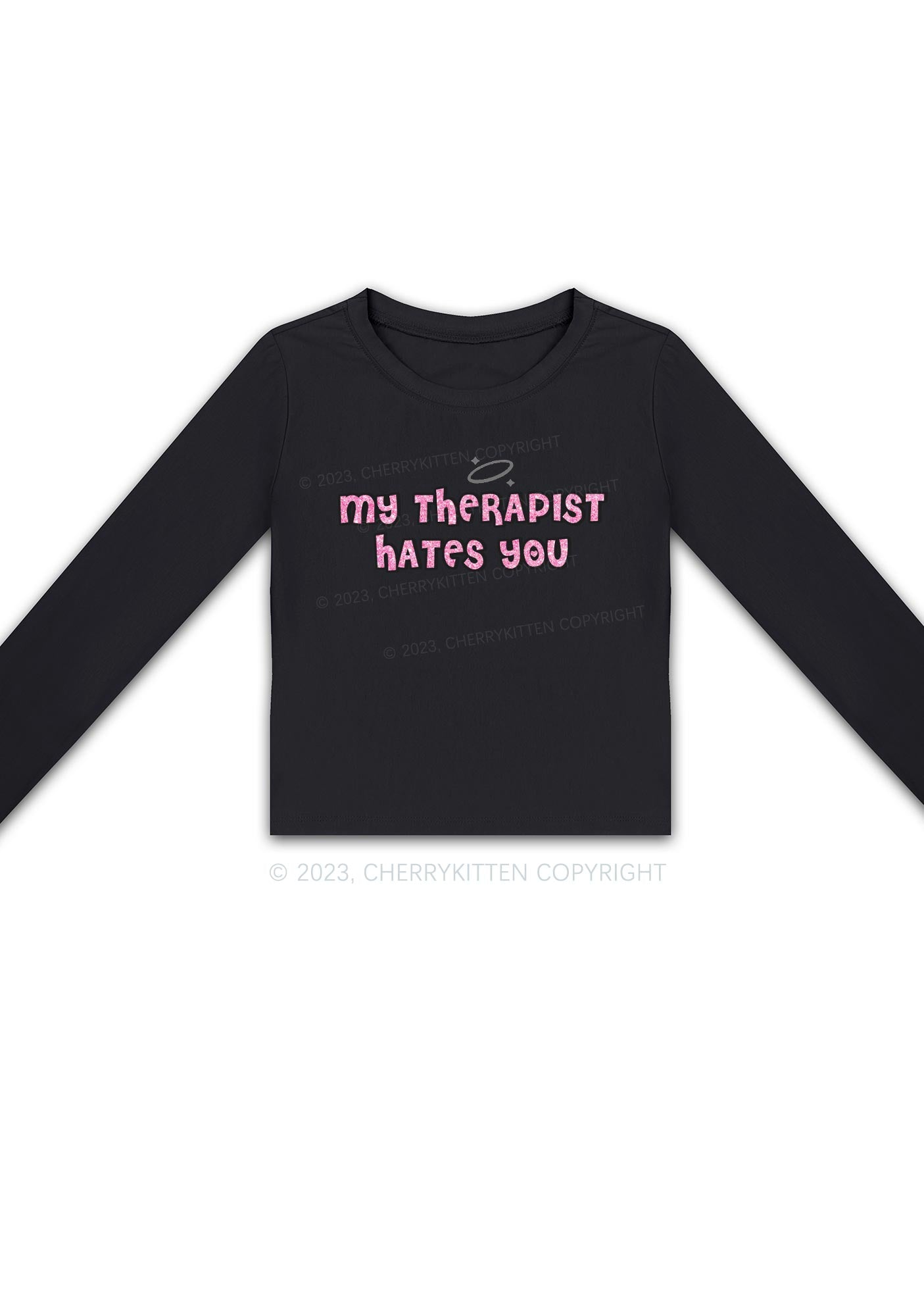 My Therapist Hates You Halo Long Sleeve Crop Top Cherrykitten