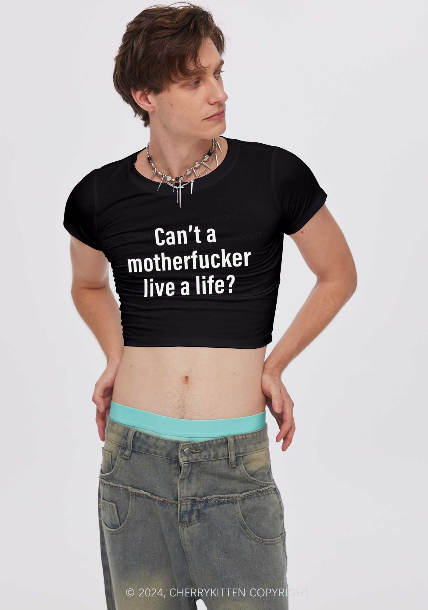 Motherfxxker Live A Life Y2K Baby Tee Cherrykitten