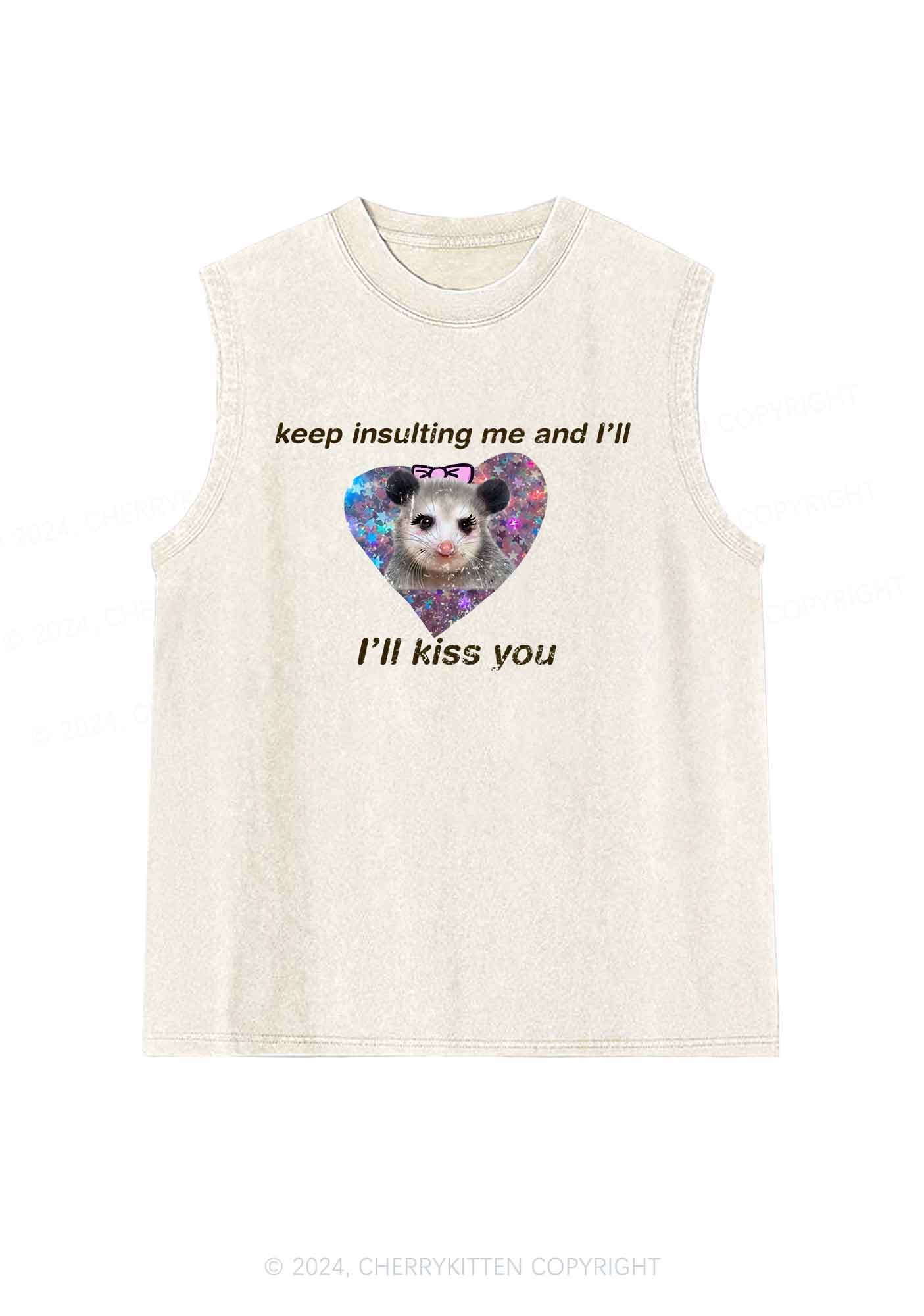 Keep Insulting Me And I'll Kiss You Y2K Washed Tank Cherrykitten