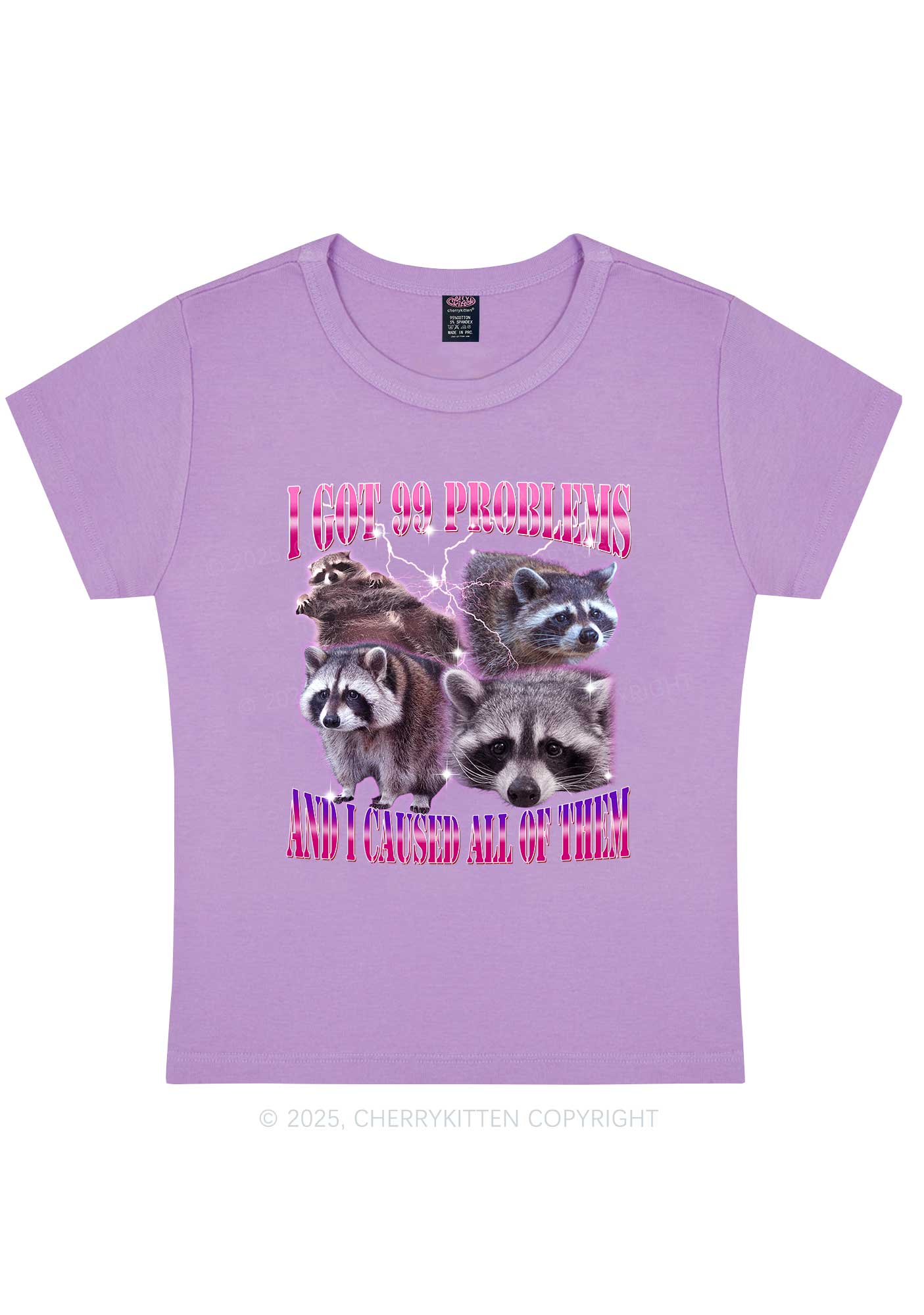 Raccoon Got Problems Y2K Baby Tee Cherrykitten