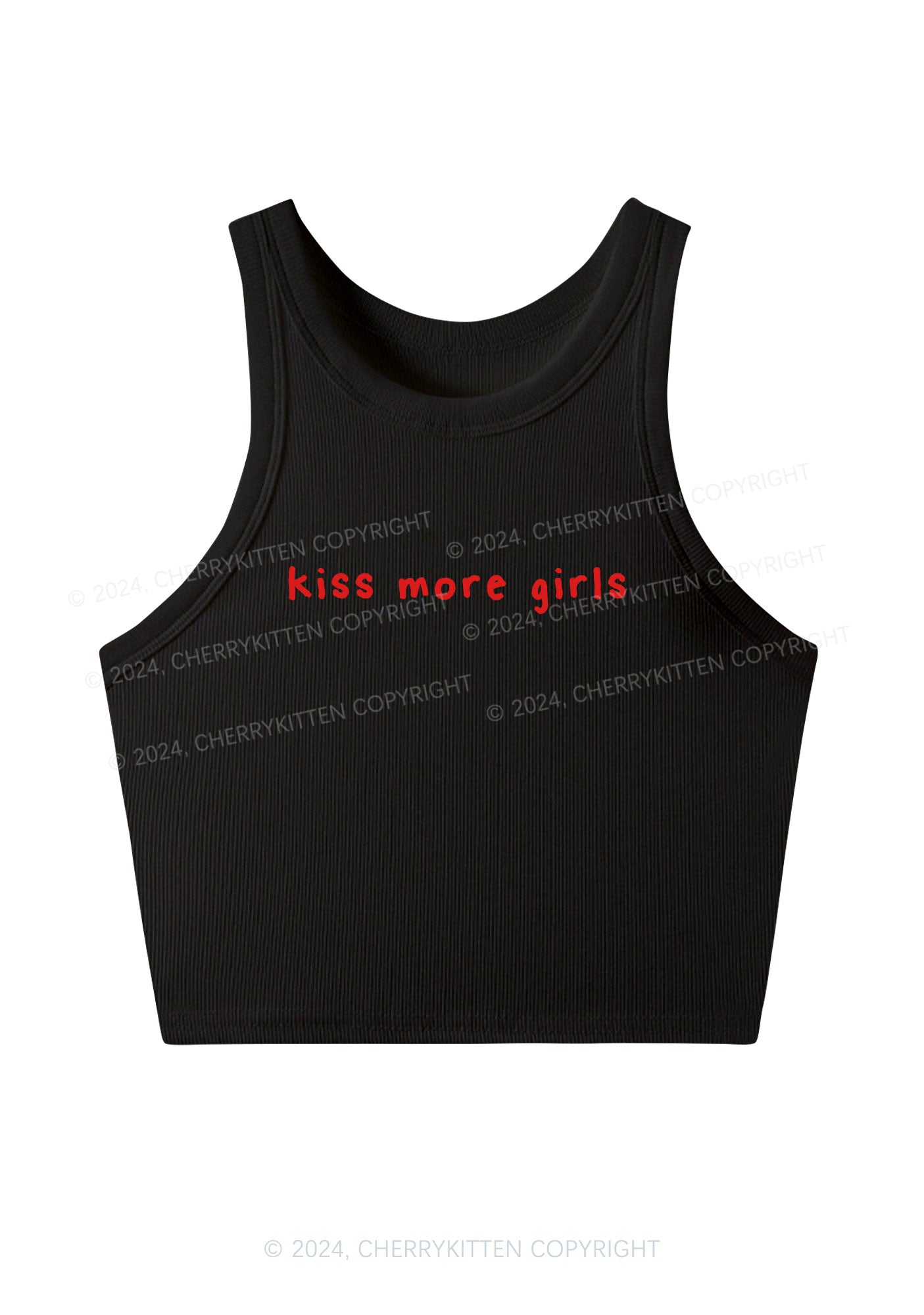 Kiss More Girls Y2K Crop Tank Top Cherrykitten