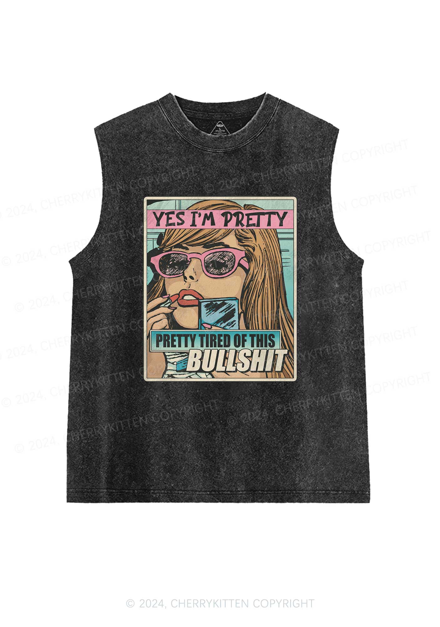 Pretty Tired Of This BS Y2K Washed Tank Cherrykitten