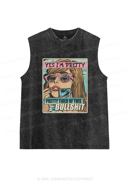 Pretty Tired Of This BS Y2K Washed Tank Cherrykitten