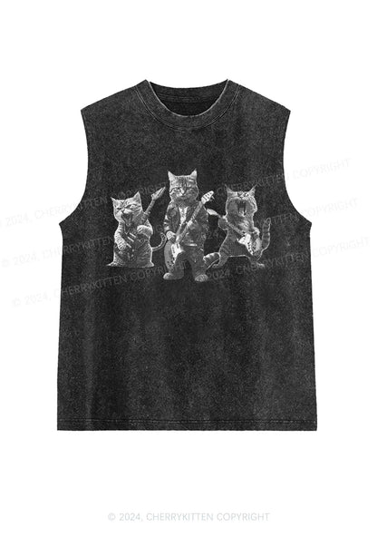 Guitar Cats Y2K Washed Tank Cherrykitten