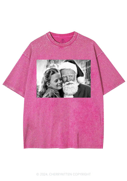 Christmas Santa Girl Y2K Washed Tee Cherrykitten