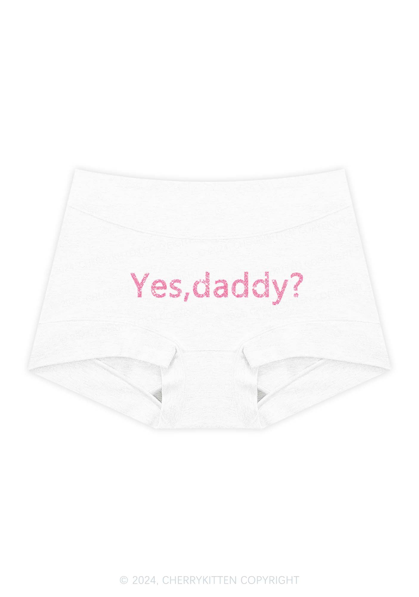 Glitter Yes Daddy Y2K Mid Rise Waist Boyshort Cherrykitten