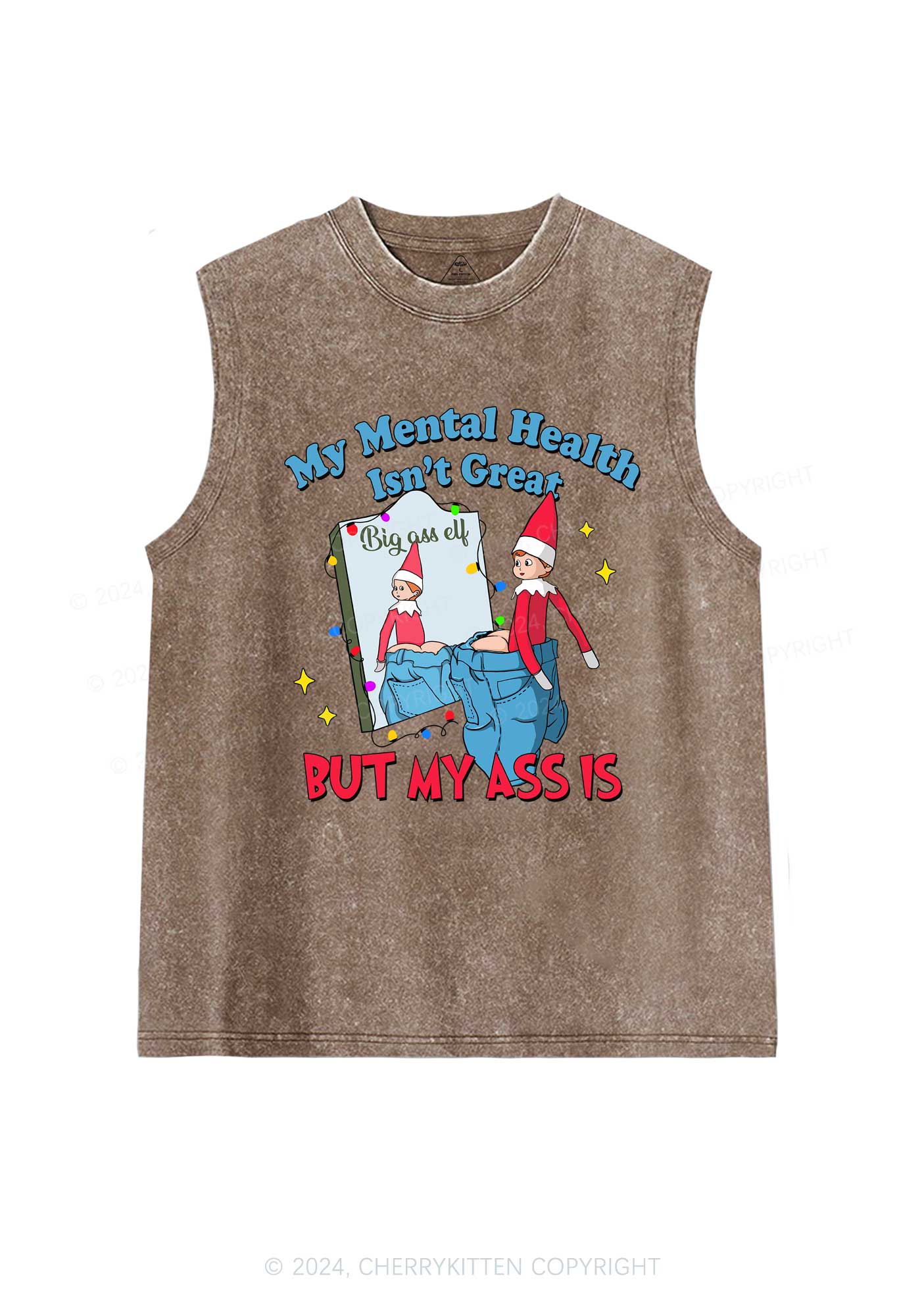 Christmas Big Axx Elf Y2K Washed Tank Cherrykitten