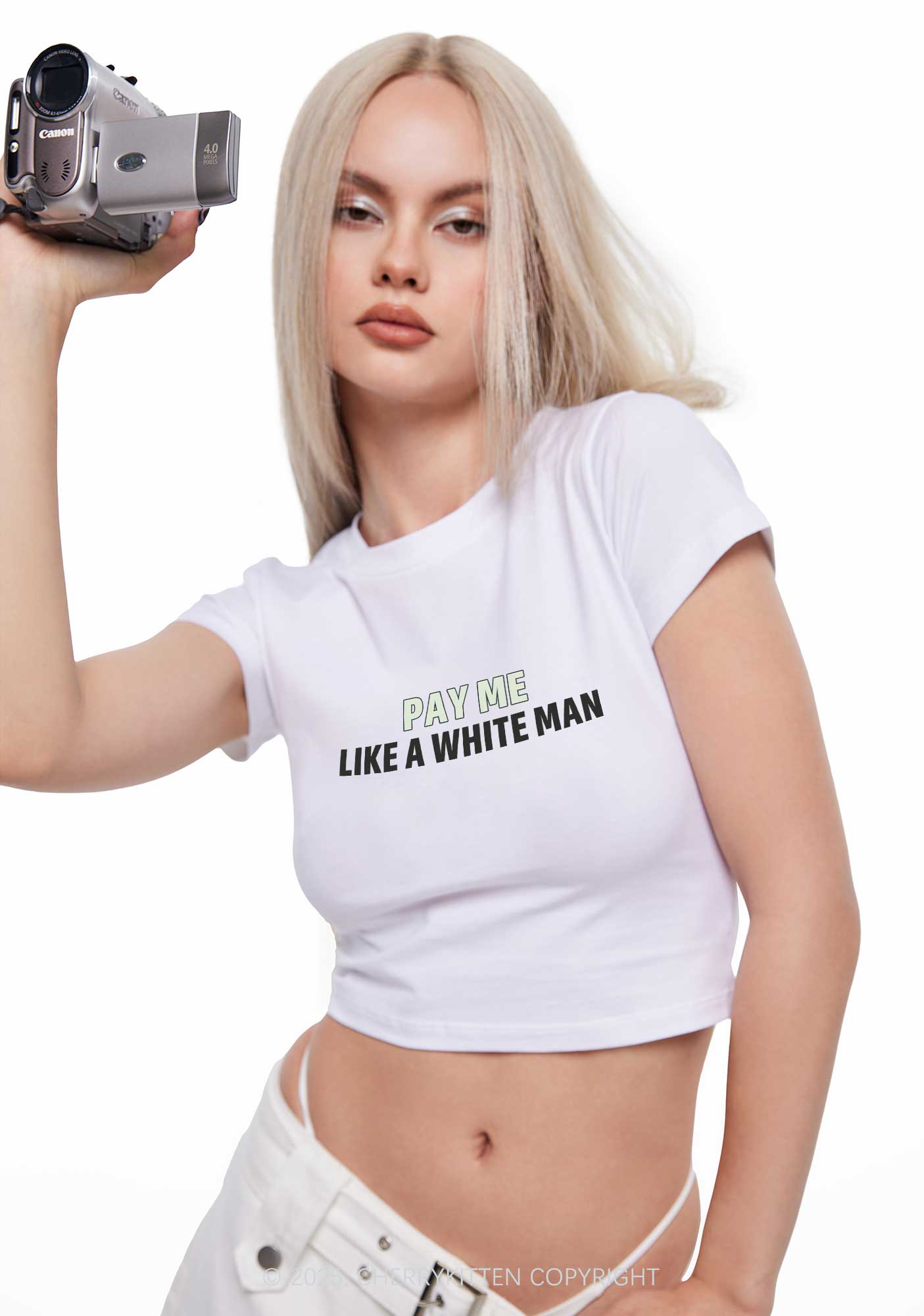 Pay Me Like White Man Y2K Baby Tee Cherrykitten